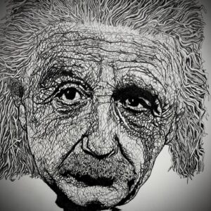 The proces of drawing Albert Einstein