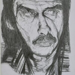 Pencil-drawing of Nick Cave
